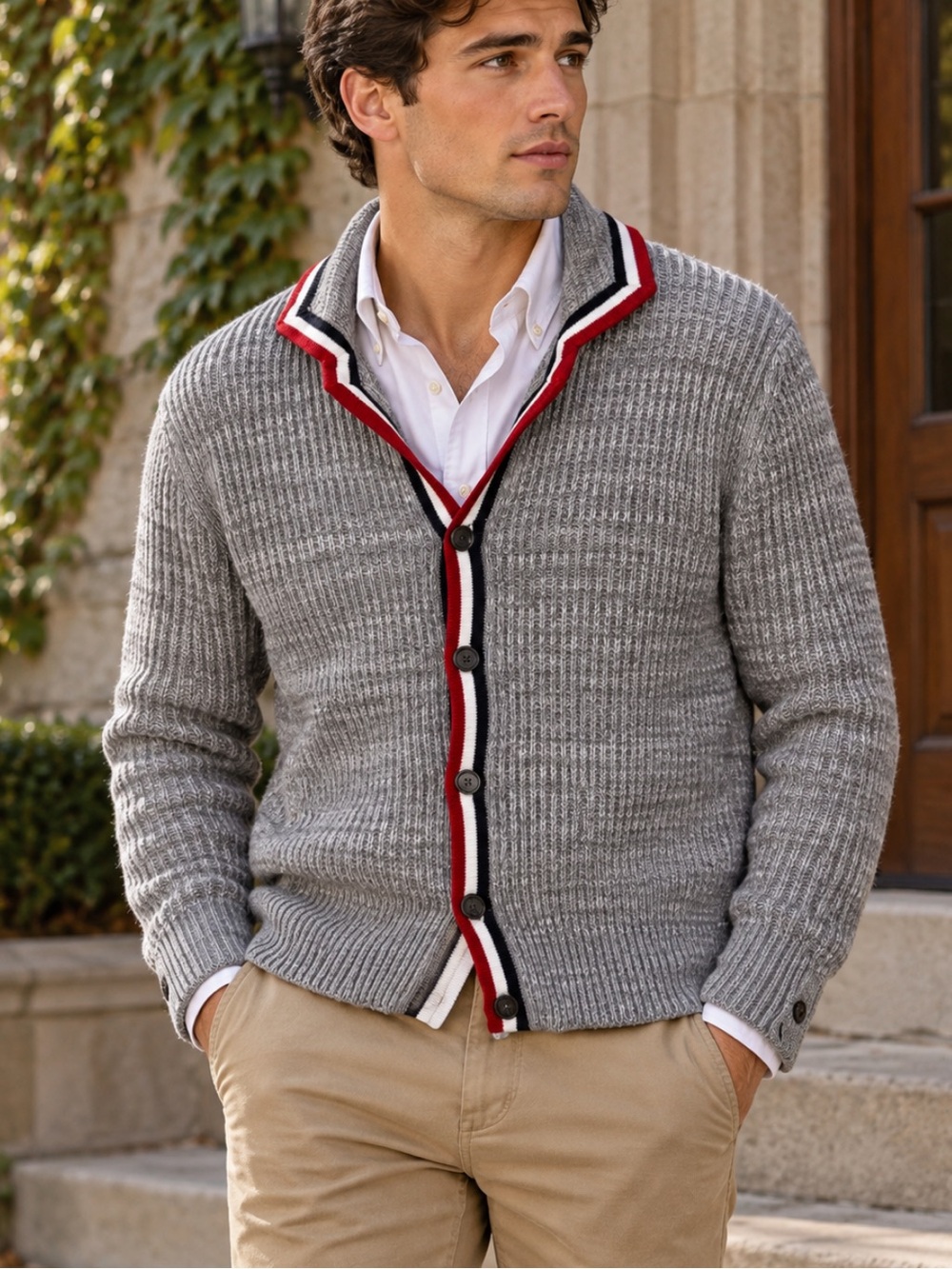Brooks Brothers X Thom Browne Black Fleece Collared Sweater Cardigan